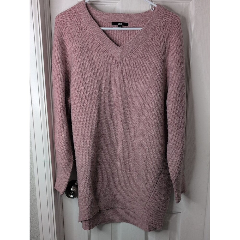 Uniqlo Blush Pink V-Neck Ribbed Women's Sweater Size L